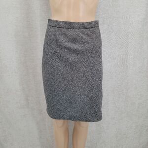 DKNY Vintage Wool Cashmere Black White Tweed Pencil Skirt Women's Size 4